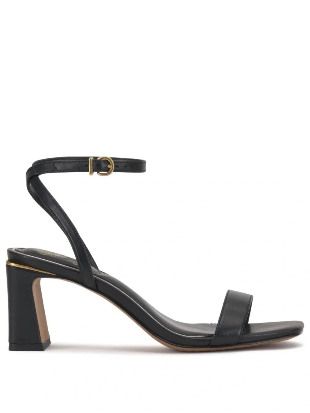 NWOT Vince Camuto Black Leather Ankle-Strap Block Heel Sandals 8.5